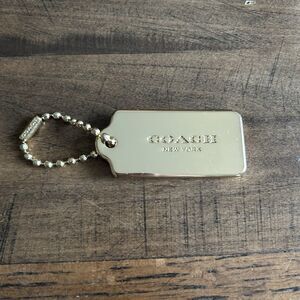 Coach New York Gold Tone Bag Charm Hang Tag Keychain Solid Metal